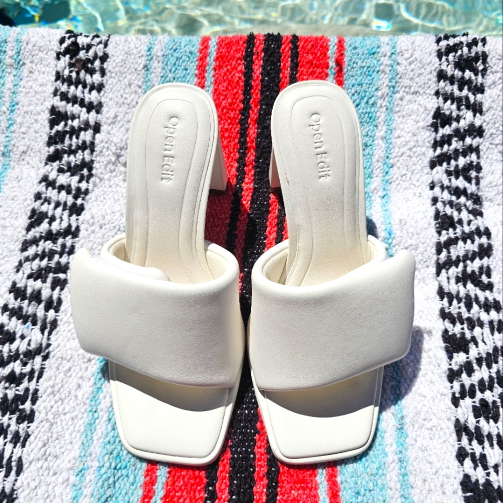 Open EDIT Women's White Slide Sandals